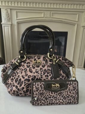 Coach Leopard-Print Satchel with Matching Wallet